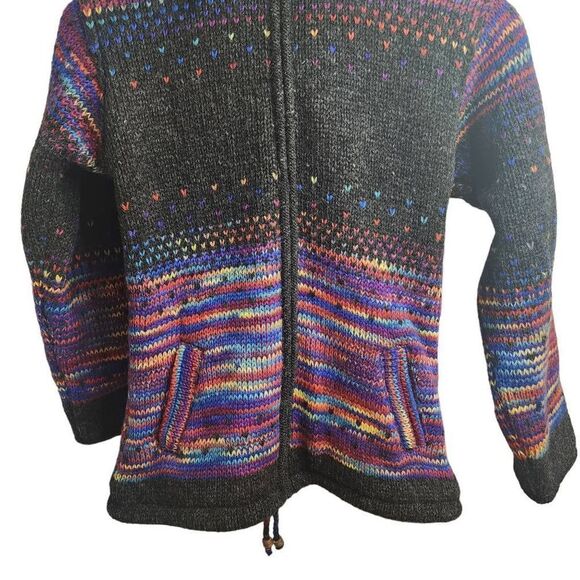 Colorful Confetti Wool Coat McRon Extra Warm Removable Hood Fleece Lined Jacket - Picture 9 of 13